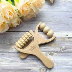 Custom Carved Wooden Massager - Portable Roller Tool